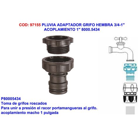 Adaptador de grifo hembra 3/4-1" Pluvia/GF acoplamiento 1" 5434