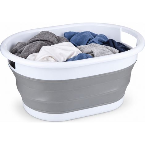 Cesto Portabiancheria Pieghevole in Silicone 38L con Maniglie Porta Biancheria 61.5x44x27cm (1/5)