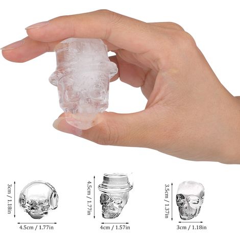 Moule à glaçons en forme de crâne 3D, le moule à glaçons en forme de crâne Ejoyous est fabriqué en silicone souple de qualité alimentaire. (1/5)