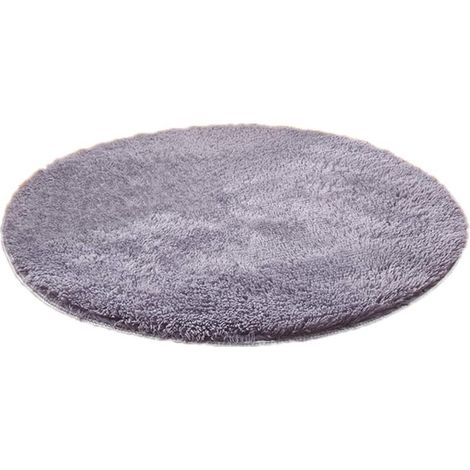 Rug peluche rond coussin, Belle fourrure chambre Rugs Home Decor accessoires doux plancher antidérapant (gris argenté) (1/4)