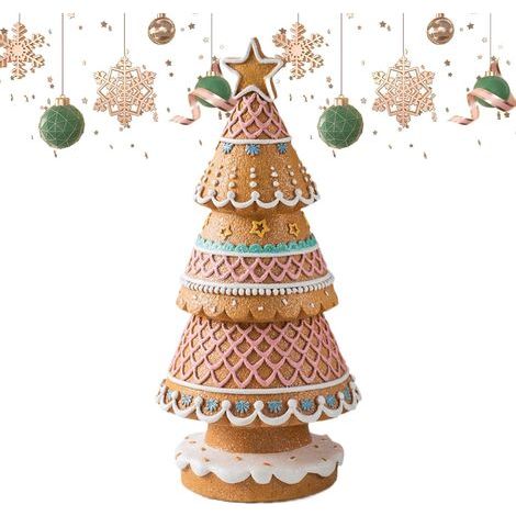 Sapin de table en pain d'épices, centre de table de Noël - Résine Décorations idéales pour étagères, cheminées, tables de fête et décorations saisonnières. (1/5)