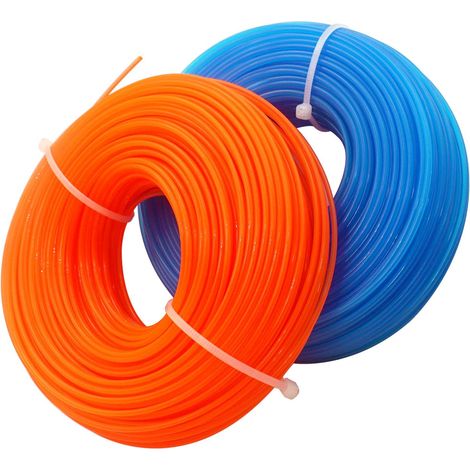 Trimmerfaden, Nylon-Trimmerfaden für Freischneider, Ersatz-Nylonfaden für Freischneider mit einer Länge von 100 m, Durchmesser 1,6 mm, (Blau 50 m + Orange 50 m) (1/5)