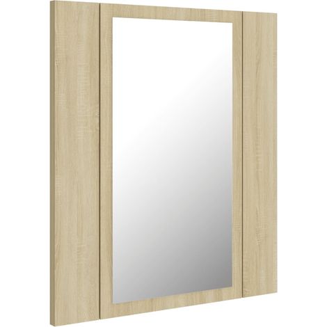 Mobiletto specchio da bagno con illuminazione a LED 40 x 12 x 45 cm acrilico beige 020006746
