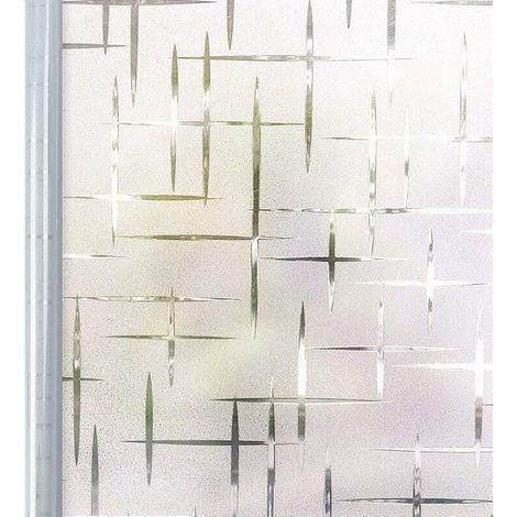 Glass Window Film Provide Good Privacy Static Cling Frosted Window Film Non-Adhesive Anti Privacy Glass Sticker Cross Pattern Easy to Install Home Office and Kitchen Anti UV 30 x 200cm (1/5)
