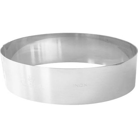 1 Cercle à mousse, Inox, Diamètre 160 mm, Épaisseur 1 mm, Pour tartares et entremets, Usage professionnel