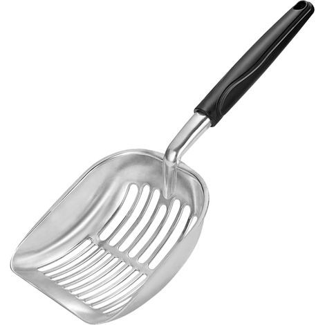 CCYKXA  Cat litter scoop with long aluminum alloy handle, metal sieve, dog waste sieve, mesh scoop, suitable for cat litter (black)