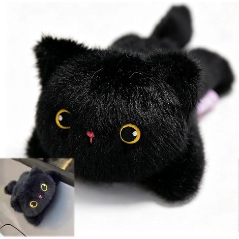 Décoration magnétique en peluche chat pour voiture, 14 cm, animal en peluche kawaii pour l'extérieur de la voiture, décoration magnétique mignonne pour tableau de bord, rétroviseur latéral (1/5)