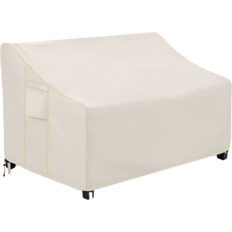 Housse de protection mobilier de jardin bâche étanche 137x96x73/50 cm oxford haute densité 600D beige (1/5)