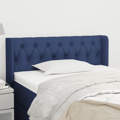 Tête de lit avec oreilles Style Classique Armoire de lit - Bleu 103x16x78/88 cm Tissu BV400595 - BonneVie (1/5)