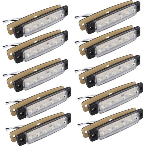 Confezione da 10 luci di posizione laterali da 12VLED SMD impermeabiliDimensioni: 98 x 20 x 10 mmCavo da 248 mm per rimorchi e camion – 10 pezzi