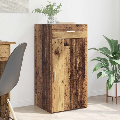 Buffet 1 porte 1 tiroir en bois d’ingénierie, coloris bois ancien, 45 x 42,5 x 93 cm - PANGIVO (1/5)