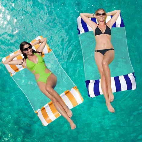2 Pièces Hamac Flottant Piscine. 4 en 1 Multi Usage Hamac Gonflable Piscine avec Maille. Fauteuil Gonflable pour Adultes et Enfants. Portable Flottantes Hamac Lit pour Voyage. Piscine (1/5)