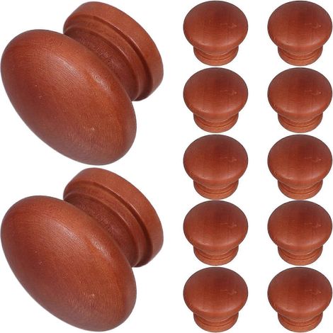 Boutons de meuble, poignées de tiroir en bois, design simple, rouge foncé, lot de 12. (1/5)
