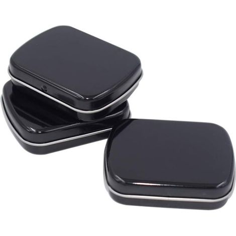 Lot de 3 boîtes rectangulaires vides à charnière de 2,3 x 1,7 x 0,6 pouces pour trousse de premiers secours (noires)