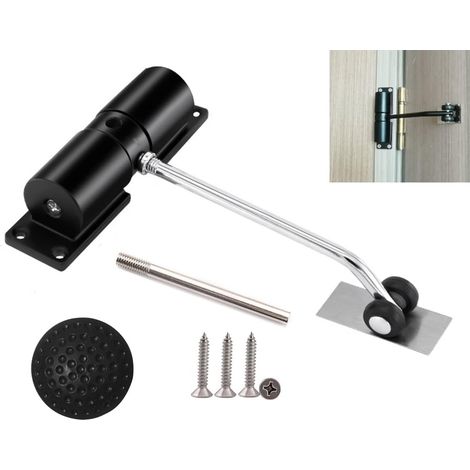 1 ferme-porte, acier inoxydable, réglable gauche/droite, amortissement silencieux, pour portes 20-60 kg, usage maison/bureau/hôtel (1/5)