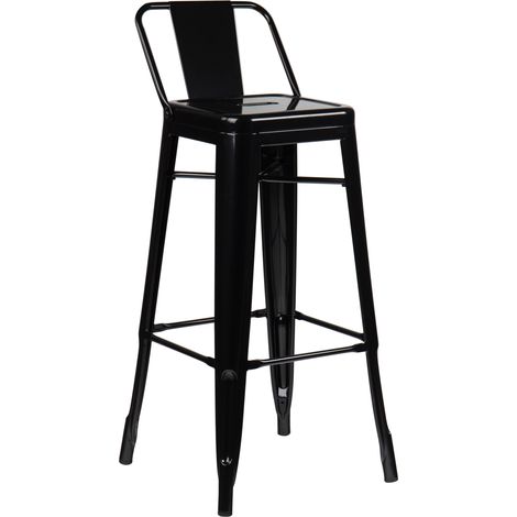 SKLUM 4er-Pack Barhocker ↑75 cm mit Lix-Stahlrückenlehne Schwarz (1/5)