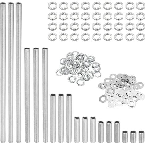 Tige Filetée Creuse pour Lampe Trousse avec Encoches Écrous Rondelles 1/8IP Filetage Fixations Assortiment pour Luminaire éclairage Réparation Assemblage Coffret de 126 (1/5)