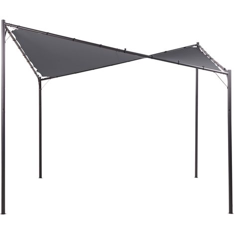 Cenador de metal 290 cm poliéster pérgola pabellón sombra gris/negro Aventine