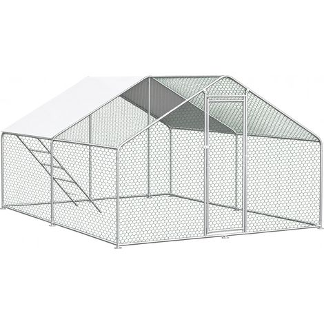 Hühnergehege aus Metall 3 x 4 x 2 m mit Sicherheitsverschluss und wasserdichter PE-Abdeckung (1/5)