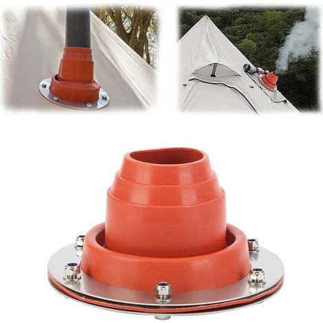 Raccord de tuyau de poêle de tente en silicone résistant à la chaleur avec base en acier inoxydable (1/5)