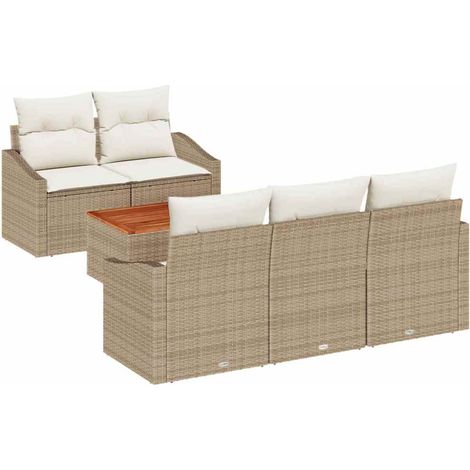Maison Exclusive - Gartensofa-set mit Speicher 6 pcs Beige und Cr