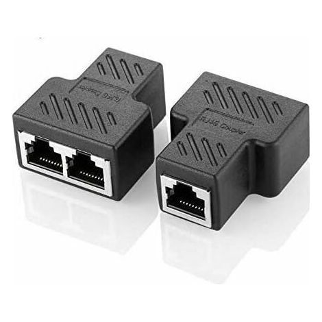 RJ45 Splitter Connecteurs Adaptateur 1 à 2 Ethernet Splitter Coupleur Double Prise HUB Interface Contact Modulaire Fiche Connect Réseau LAN Internet Cat5 Cat5e Cat6 Cat7 Câbles 2 Pack (1/5)