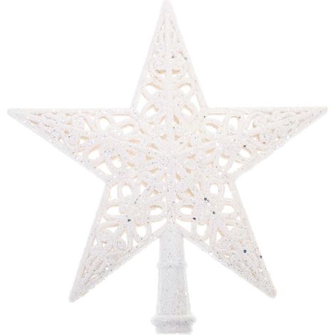 Étoile de Noël pour sapin, décoration en forme d'étoile creuse pour le sommet du sapin.-21X20X2.5CM-White (1/3)