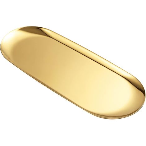 1 Plateau Ovale, Acier Inoxydable, Finition Miroir, Or, Rangement Bijoux Maquillage Salon Salle De Bain (1/5)