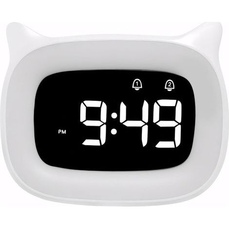 Despertador digital ajustable con 18 tonos musicales, función de memoria, luz cálida, 5 niveles de volumen, formato 12/24 h, para el hogar, la oficina y el dormitorio, blanco (1/5)