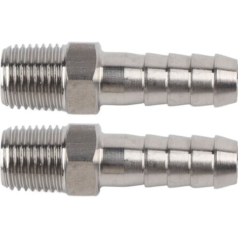 2PCS Raccord Rapide 1/4 Pouce BSPT Mâle Acier Inoxydable pour Tuyau Souple 10mm (BSPT1/4-10mm) (1/5)