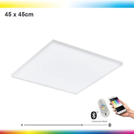 Plafonnier LED EGLO connect Turcona-C, plafonnier 1 lampe en acier, aluminium et plastique blanc, avec télécommande, changement de température de couleur (chaud - froid), RVB, dimmable, L x l 45 cm (1/5)