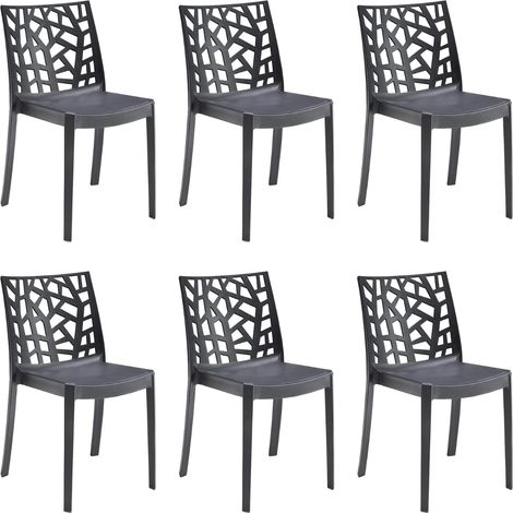 GLOUPIE Set 6 Sedie Matrix In Polipropilene Nero, 55x47x82 Cm,Peso 4 Kg,Per Interno Ed Esterno,Made In Italy,Impilabili (1/5)