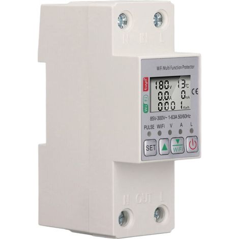 Commutateur de compteur de puissance intelligent WiFi, disjoncteur d'énergie Tuya, protecteur multifonction, avec mesure, AC85-300V 63A (1/4)