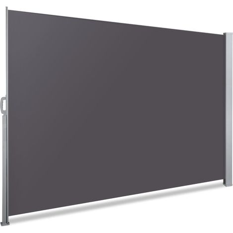 Vounot – Paravent extérieur rétractable 180x300cm – Toile polyester 180g/m² anti-UV – Housse de protection – Couleur anthracite – Store vertical brise-vue