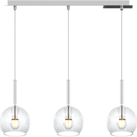 SOSP. CROMO RETTANGOLARE 3 LUCI VETRI TUTTI PICCOLO TRASPARENTE 1155CR-S3 RP-TR (1/3)