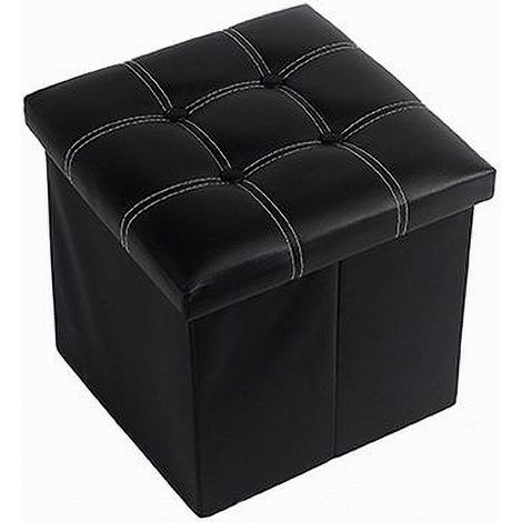 TRADE SHOP - Pouff Puff Pouf Contenitore Imbottito Portaoggetti Seduta Nero 38x38x35 Cm 79429 -