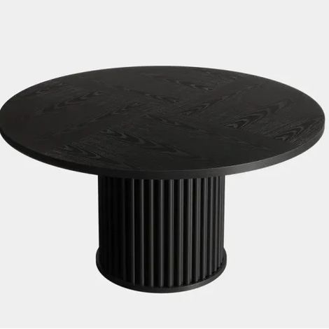 Table à manger ronde noire en bois avec base métallique, 120 cm (1/5)