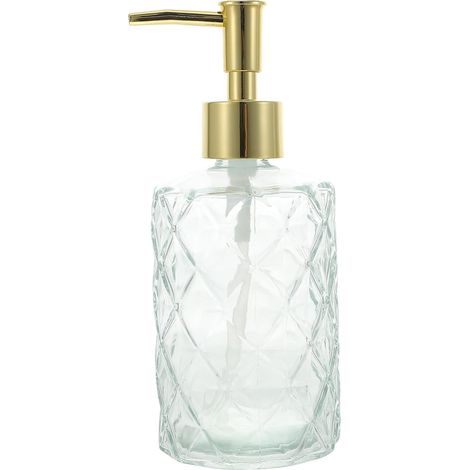 Distributeur De Savon à Pompe Verre pour Salle De Bain Distributeur De Shampoing Rechargeable pour Mains Et Liquide Vaisselle
