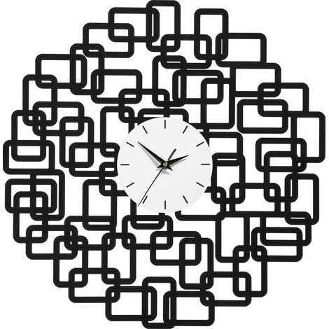 Premier Housewares Black Iron Squares Design Wall Clock