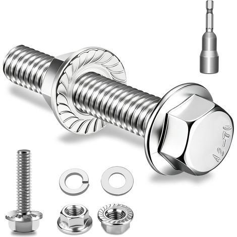 Lot de 15 vis hexagonales M5 x 20 mm en acier inoxydable A2 70 entièrement filetées hexagonales externes écrous de flanc rondelles Clé à douille (1/5)