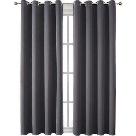 Rideau occultant thermique isolant, 132 x 160 cm (largeur x hauteur), idéal pour le salon et la chambre. Design moderne avec œillets. (1/5)