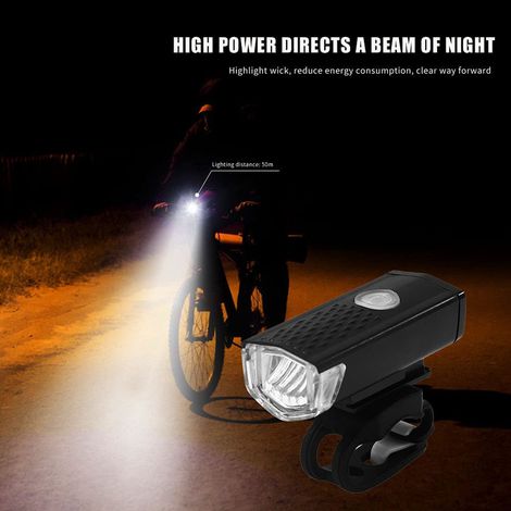 Ensemble d'éclairage vélo USB rechargeable, phare avant et feu arrière LED, étanche IPX4 pour cyclisme urbain et VTT (1/4)