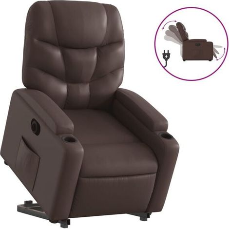 Fauteuil inclinable électrique en similicuir marron (1/5)