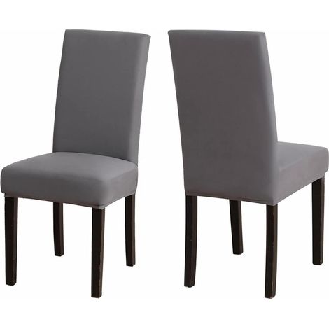 Stuhlhussen 2er Set Grau, Stretch Esszimmerstuhlbezug abnehmbar & waschbar (1/5)