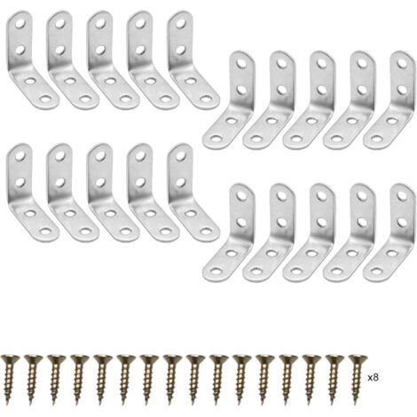 20 Pièces Équerres de Fixation en Acier Inoxydable, Connecteurs d'Angle à 90 Degrés avec Vis (404016mm) (1/4)