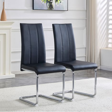 CHICFURN Silla de comedor ergonómica 41,5x42,5x99 cm en polipiel negra y metal (1/5)