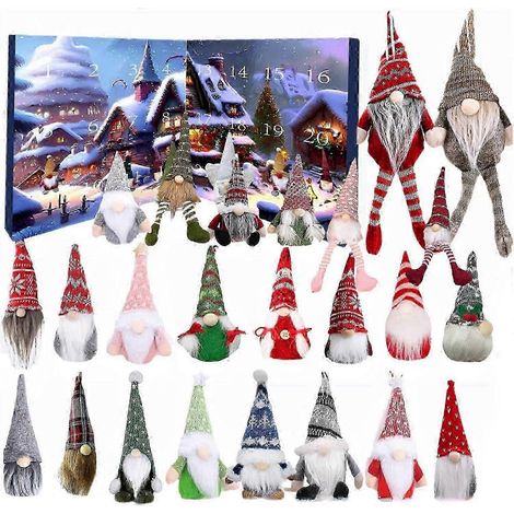 Calendrier de l'Avent lutin de Noël, 24 peluches lutins, calendrier de l'Avent 2024, décoration de Noël pour la maison-WOODTOR