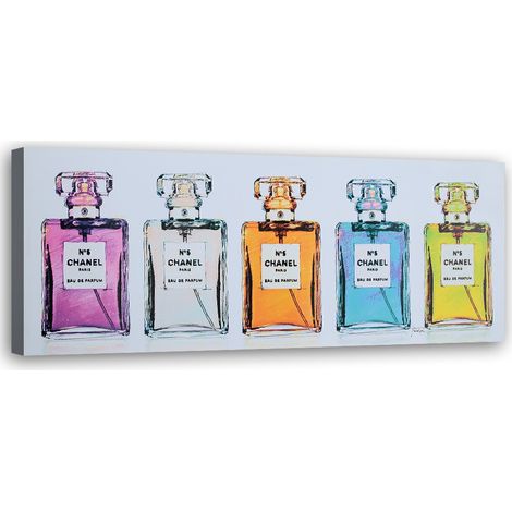 Tableau sur toile, Flacons de parfum colorés - 90x30 (1/5)