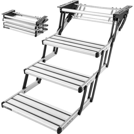 VEVOR Scaletta Retrattile per Camper a 3 Gradini, Scala Pieghevole a 3 Gradini per Camper Roulotte Carico max 199,58 kg in Lega di Alluminio Telaio in Acciaio Antiscivolo, Gradini per Roulotte
