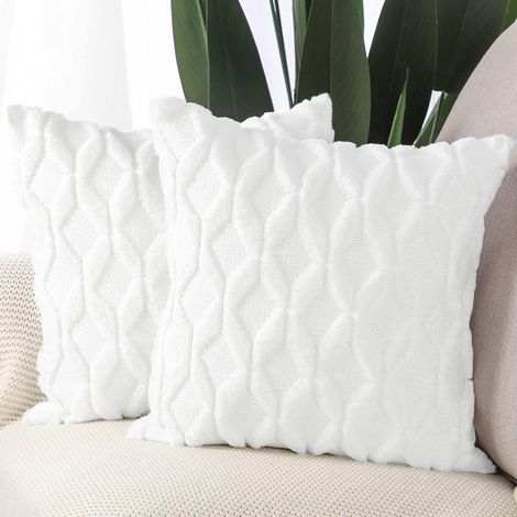Fundas de cojín suaves y afelpadas, perfectas para un sofá de dormitorio de lujo, blancas, de 45 x 45 metros.